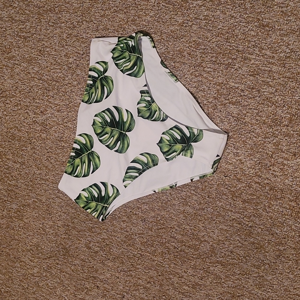 Cupshe Green Leaf Print High Waist Bikini Bottom SIZE XXL NWT